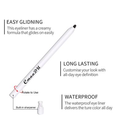 Yeweian Black White Eyeliner Pencil Set - Waterproof High Pigmented Eye Brightener Stick for Women - Matte Smooth Finish - Includes Built-in Sharpener - Buy Online on SooperMarket.com