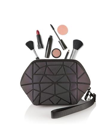 Pryzm Hexagonal Reflective 3D Effect Makeup Bag - Small Stylish & Durable | Perfect for Travel - Shop Internationally - Buy Online on SooperMarket.com