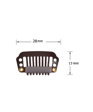 50 Pieces Dark Brown Hair Extensions Clips - 28mm 9-Teeth Rubber Metal Snap Clips for Wigs - Buy Online on SooperMarket.com