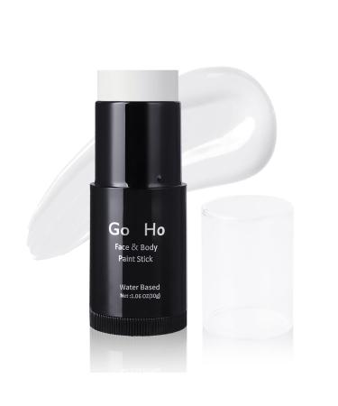 Go Ho Water Based White Face Paint Stick Washable (1.06 Oz) Non-toxic Cream Body Paint Full-coverage Face Paint Makeup Stick for Adults Children Theater Halloween SFX Cosplay