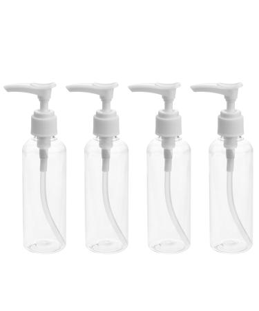 PRETYZOOM 4pcs Empty Pump Bottle Dispenser 100ml 3.5oz Refillable Lotion Bottle Clear Dispenser Bottle with Pump for Lotions Shampoo White