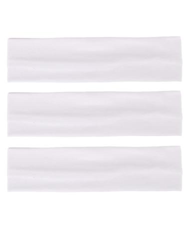 MapofBeauty 3 Pack Yoga Headbands Stretchy Cotton Head Band Hairwarp Sport Running Exercise Gym (White)