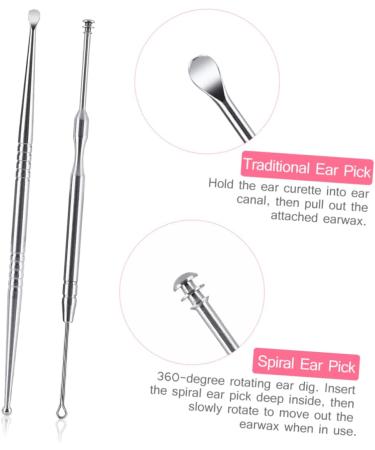 3pcs Stainless Steel Ear Cuffs Ear Cleaner Set with Ear Wax Remover - Silver - Buy Online on SooperMarket.com