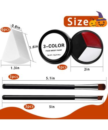 Buy EB okuup 3 Set Face Body Paint - Black White Red Clown Makeup Kit | Joker Halloween Cosplay & Special Effects | International Shipping Available - Buy Online on SooperMarket.com