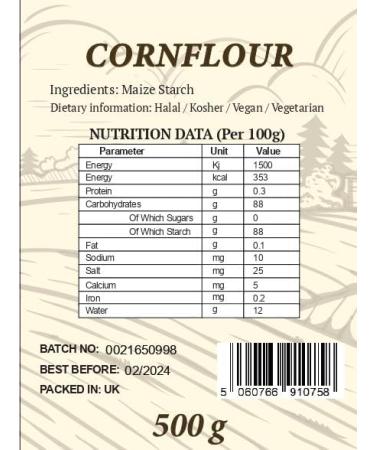 Bakers Street | Cornflour 2X500g (1Kg) | Native maize starch | Cooking Thickener | Premium Quality | Suitable For Vegetarians & Vegans | Halal Certified - Buy Online on SooperMarket.com