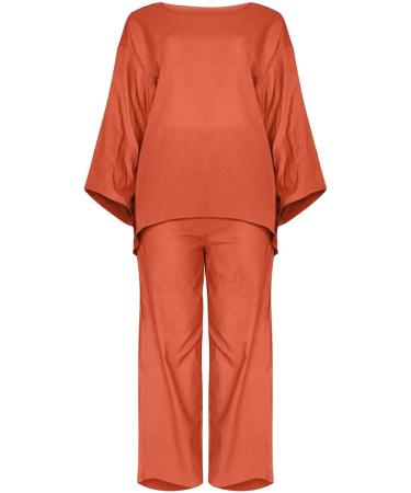 WILLBEST Womens 2 Piece Outfit Long Sleeve Shirt & High Waisted Shorts Lounge Sets Linen Vacation Tracksuits 2071-sukrn-a-red M - Buy Online on SooperMarket.com