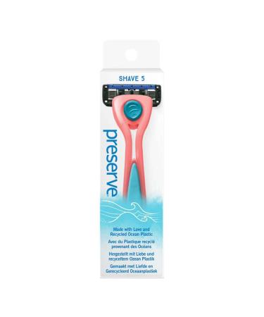 PRESERVE: POPi SHAVE 5 Razor with Blade - Coral Red (Pack of 6)