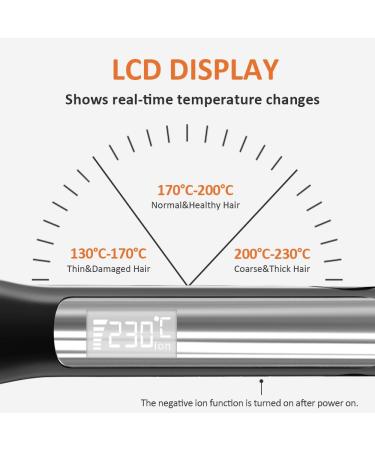 Faszin Ionic Titanium Hair Straightener: 20S Fast Heat Up, Clear LCD Display, 2-in-1 Styling Tool for Smooth & Shiny Results - Black - Buy Online on SooperMarket.com
