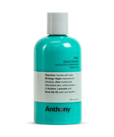 Anthony Algae Facial Cleanser  8 Fl Oz. Contains Algae  Aloe Vera  Azulene  Lavender and Rose Hip Oil  Cleanses and Refreshes  Moisturizes and Hydrates  Calms and Soothes Your Skin. 8 Fl Oz (Pack of 1)