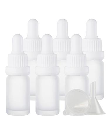 Zeoabsy 6 pieces 10 ml frosted clear glass pipette bottle with white originality lock pipette ring empty clear glass bottle glass pipette drip bottles for essential oils aromatherapy 10ml transparent
