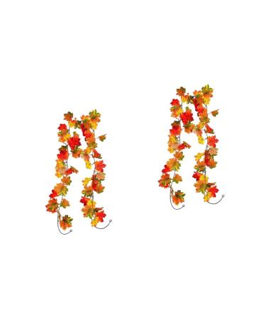 Cabilock 2 Pcs Simulated Maple Leaf Rattan Halloween Garland Maple Leaf Vines Silk Flower Artificial Ornament