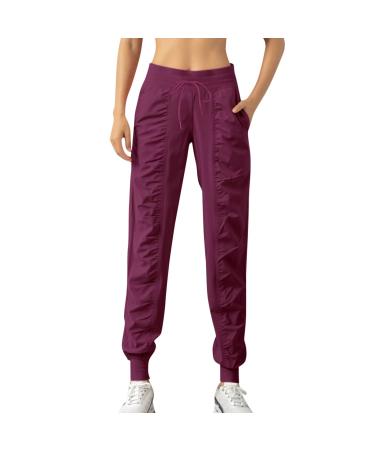 WILLBEST Joggers for Women Stretch Plain Jogging Tracksuit Bottoms Lounge Loose Fit Sweatpants Running Gym Workout Trouser Sweat Jog Pants Loungwear XXL 3233-djufh-wine-e