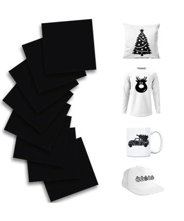 KASYU Infusible Ink Transfer Sheets Bundle for Cricut Mug Press Black Infusible Ink Paper for Sublimation 8Pcs 12x11.8Inch Solid Black Pre-Inked Sublimation Transfer Paper for Poly Coaster/Fabric