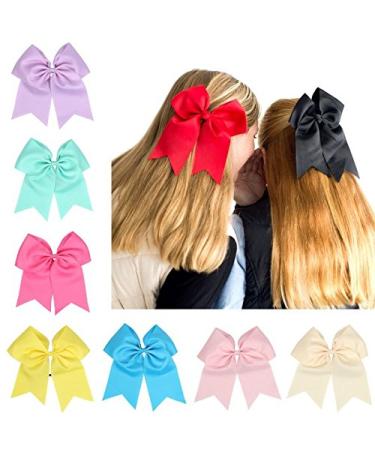 JOYOYO 20Pcs 8 Large Cheer Bows for Girls - Grosgrain Ribbon Elastic Hair Tie Bands - 20 Colors - Buy Online on SooperMarket.com
