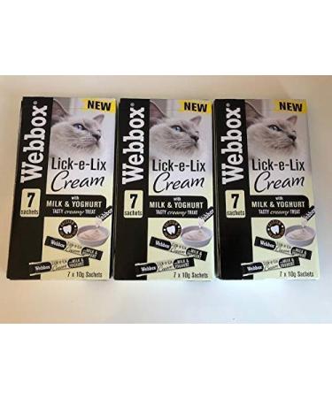 Webbox Lick-e-Lix Cream with Milk and Yoghurt 7 x 10g Sachets (Pack of 3)