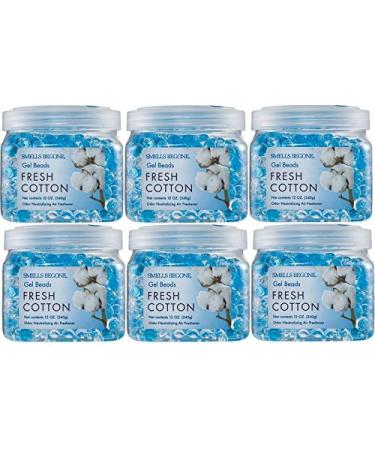 SMELLS BEGONE Odor Eliminator Gel Beads - Air Freshener - Eliminates Odors in Bathrooms Boats Cars RVs & Pet Areas - Made with Essential Oils - Fresh Cotton Scent - 12 Ounce - 6 Pack 1 count (Pack of 6) Fresh Cotton