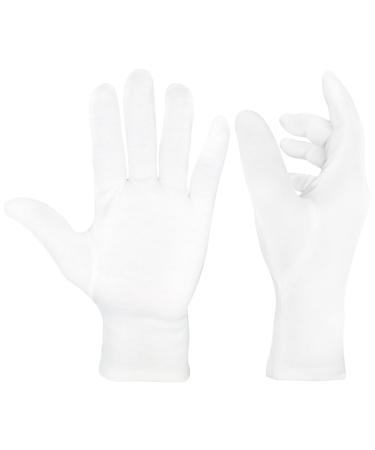 EXBRIECO Pack 1 or Pack 12 Cotton Gloves Moisturizing Gloves Soft Elastic Hand Care Jewelry Waiter Costume M Pack of 12 White