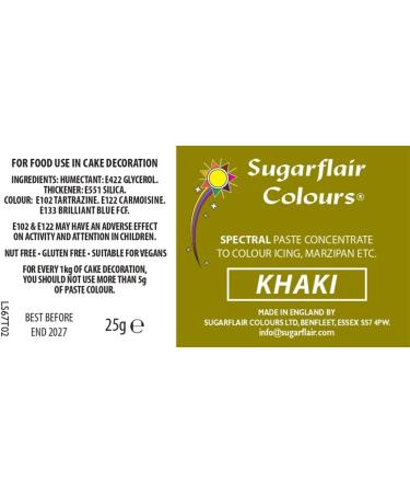 Sugarflair Khaki Spectral Food Colouring Paste - 25g | Highly Concentrated Dye for Sugar Pastes, Buttercream, Royal Icing | Vibrant Color Option - Buy Online on SooperMarket.com