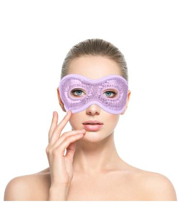 ACWOO Cooling Eye Mask Cooling Gel Beads Eye Mask for Puffy Eyes Reusable Hot Cold Therapy Gel Eye Mask for Migraine Relief Headache Dark Circles Dry Eyes Swollen Eyes Sinus Pain A Purple