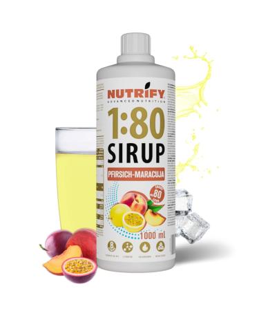 Nutrify Vital Fitness Drink 1:80 Sirup 1 L-Peach Maracuja beverage concentrate with vitamins and L-carnitine sugar-free-results in 80 liters of sports drink calorie 1000 ml peach-maracuja 1 l (1 Pack)