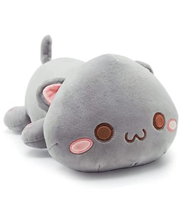 NatureMan Cute Kitten Plush Toy Stuffed Animal Pet Kitty Soft Anime Cat Plush Pillow children'sPlush cat doll Pillow toys (grey)