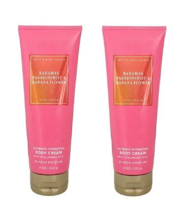 Bath and Body Works Bahamas Passionfruit and Banana FlowerBody Cream Ultimate Hydration Gift Set For Women 2 Pack 8 Oz. (Bahamas Passionfruit & Banana Flower)