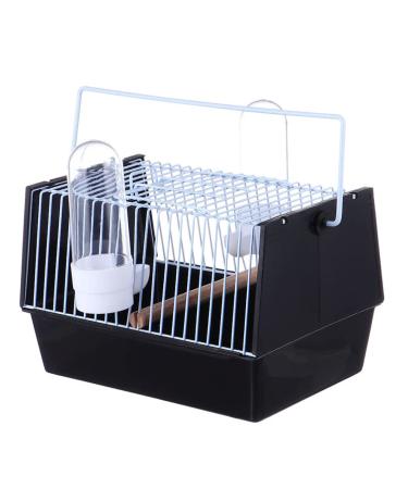 POPETPOP Metal Bird Carrier Travel Cage: Lightweight Birds Small Animals Carrier with Feeder and Rolling Stand for Parrots Conures Lovebird Cockatiel Parakeets Black