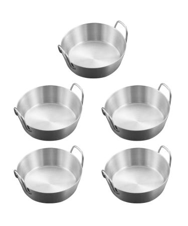 MAGICLULU 5pcs Sauce Dish Appetizer Side Dishes Kitchen Condiment Dish Steel Dipping Plates Metal Sauce Cups Household Dish Sauce Pot Small Saucers Bowl Cold Dish Stainless Steel re-usable 8X8CMx5pcs Silverx5pcs