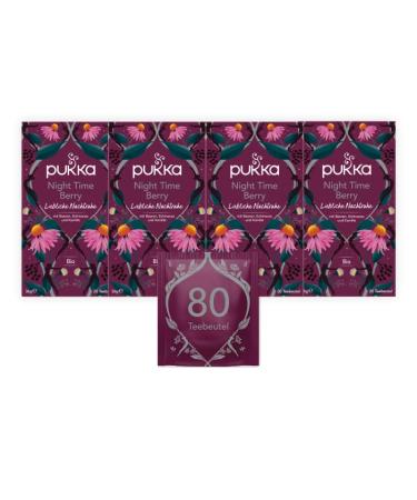 Pukka |Bio-fruit tea "Night Time Berry" |Natural sleep tea |Chamomile lavender echinacea elderberry |Perfect before going to bed |4 pack |80 tea bags
