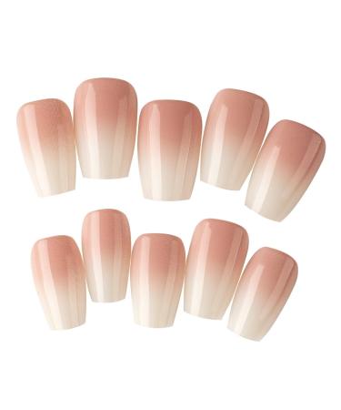 Ruarby Coffin Nail Tips Press On Nail Tips Clear False Nails Tips Full Cover Nail Tips with Positioning Line Nail Extension Tip