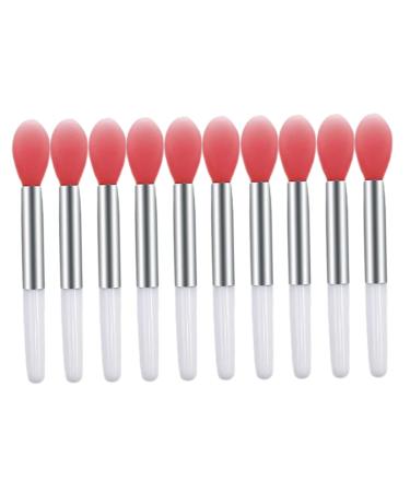 Silicone Lip Brushes Mini Lip Scrub Exfoliating Brush Reusable Lip Balm Applicators 10pcs for Lip Care Lip Gloss Lip Masks Eyeshadow Pink