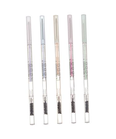 Gogogmee 5pcs Brow Pencils with Brush Brown Eyebrow Pencil Hair Double Bun Eyebrow Makeup Pencils Plastic