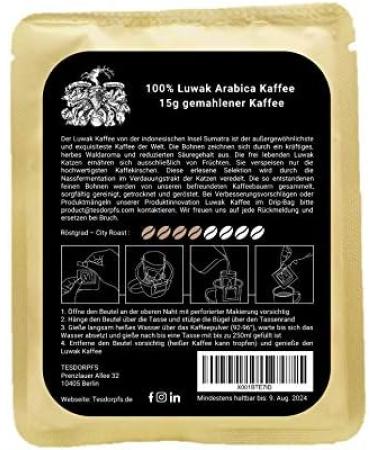 Tesdorpfs 100% Luwak Coffee- City Roast 15g (Drip-Bag) - Buy Online on SooperMarket.com