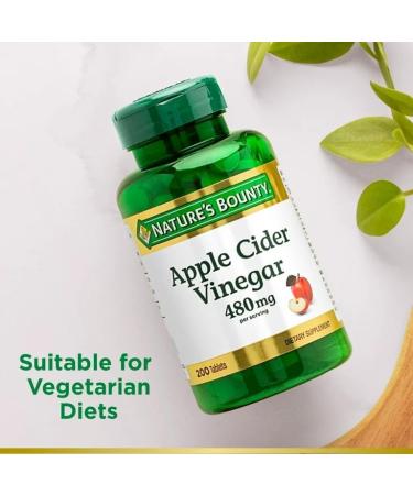 Nature's Bounty Apple Cider Vinegar 480mg Supplement - 200 Tablets - Buy Online on SooperMarket.com