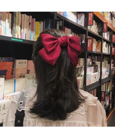 2PCS Silky Satin Hair Bows Hair Clip Black Hair Ribbon Ponytail Holder Accessories Slides Metal Clips Hair Bow for Women Girls Toddlers Teens Kids (Bow Clip-Pink/Red) - Buy Online on SooperMarket.com