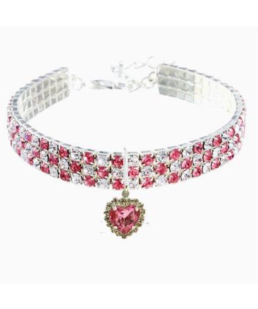 Rayminsino pet stream elastic adjustable collar geman pendant crystal necklace peach heart collar for kitten and dog jewelry l rose