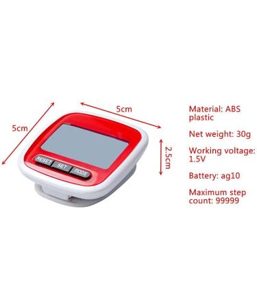Simple 3D Pedometer with LCD Display - Clip-on Walking & Running Counter in Red | International Shipping Available - Buy Online on SooperMarket.com