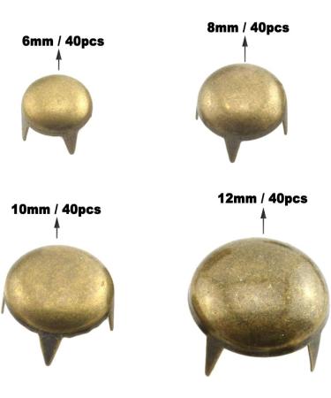 ACTENLY 160pcs Bronze DIY Nailhead Round Dome Studs Assorted Kit for Leathercraft Rivet Metal Punk Spikes - 6/8/10/12mm - Buy Online on SooperMarket.com
