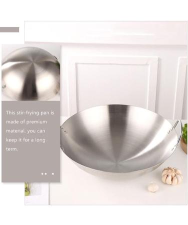 DELURA Japanese Wok Chinese Cooking Pot Kitchen Frying Pan Stainless Steel Pan Cooking Pan with Handle Frying Pan Wok Pan Stainless Steel Cooking Utensils (Color : Silver Size : 32X32CM) 32X32CM Silver - Buy Online on SooperMarket.com