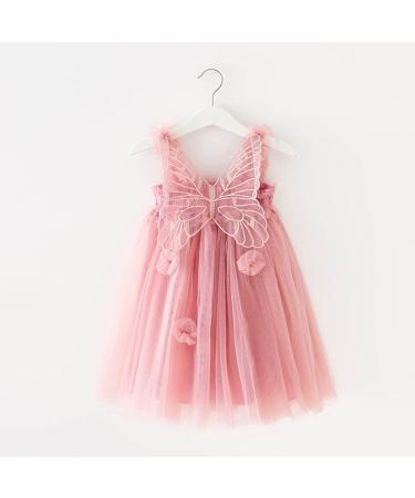 PythJooh Baby Girl Tulle Dress | Toddler Sleeveless Butterfly Wings Tutu Princess Dress | Daisy Stars Sundress for 0-4 Years | 12-18 Months | Dusty Pink - Buy Online on SooperMarket.com