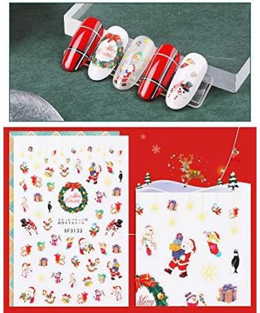Brishow Christmas Nail Stickers 8 Sheets Nail Polish Stickers Self-Adhesive Elk Snow Nail Art Decals Full Wraps Nail Art Designs for Women Girls - Buy Online on SooperMarket.com