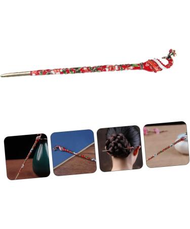 Mikinona 1pc Hanfu Hairpin Hair Stick Decorative Hair Forks Retro Hair Pin Retro Chignon Pin Chinese Chopsticks Hair Accessories Red Chinese Chopsticks for Hair Personality Hair up Alloy - Buy Online on SooperMarket.com