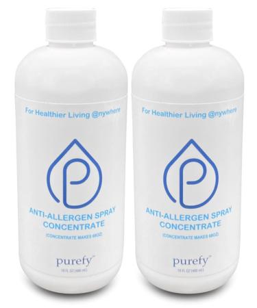 Anti-Allergen Spray Concentrate (16oz 2pk makes 136oz) Hypoallergenic. Eliminate Irritating Matters and Odor. Baby Safe. Unscented. No Residue. For Cleaner and Healthier Life!