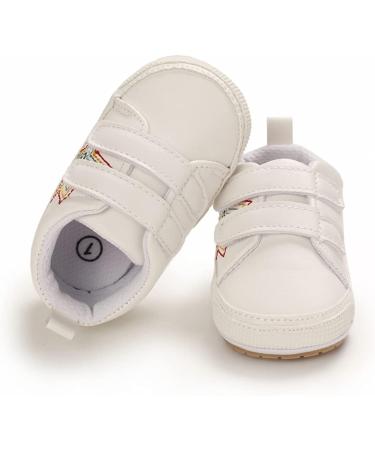 Cheerful Mario Baby First Walking Shoes - Soft PU Leather Anti-Slip Prewalkers for 3-6 Months - White Star Design - Buy Online on SooperMarket.com
