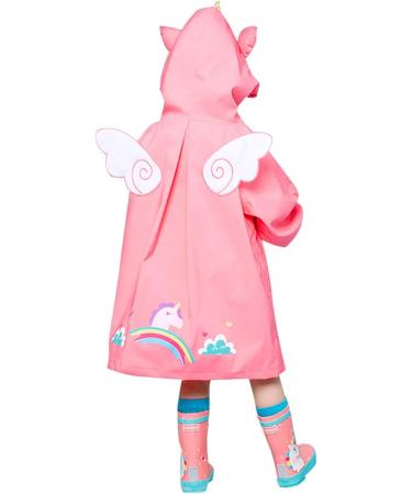 Barakara Kids Raincoat - Waterproof Hooded Rain Poncho for Toddlers, Lightweight and Reusable Rain Suit with Reflective Safety, Pink B M - Buy Online on SooperMarket.com