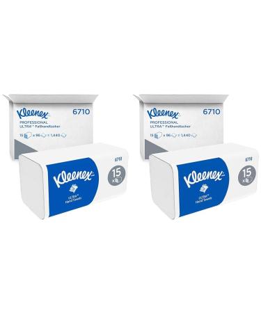 Kleenex Ultra paper towels with interfold folding 6710-3-layer paper towels with V-fold-30 packs x 96 towels (1 440 folding towels) soft comfortable ultra-absorbing and tear-resistant 15 x 96 cloths (pack with 2) white