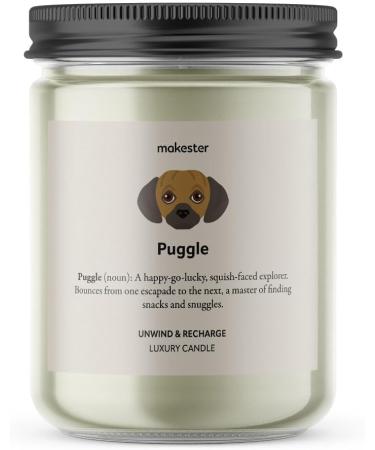 Puggle Candle - 220g Soy Wax with Vanilla Jasmine & Almond - Makester Dog Gift - Buy Online on SooperMarket.com