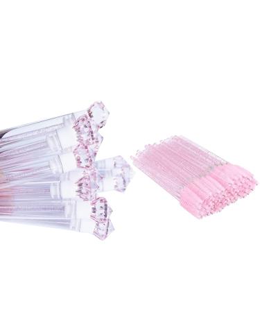 Pink Diamond Disposable Mascara Brushes - 60 Pcs | Makeup Brush Mascara Wand in Sanitary Tube | Lash Supplies - Buy Online on SooperMarket.com