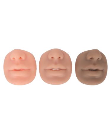 3 Colors Fake Nose Mouth Model for Display 3D Silicone Flexible Human Nose Mouth Model for Acupuncture Pierce Practice Realistic Reusable Piercing Face Model for Beginners