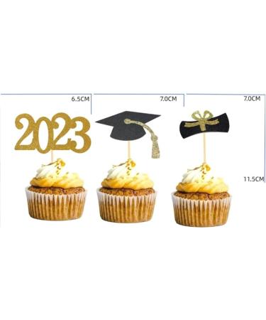 Knadgbft 48PCS 2023 Year Gold Graduation Cupcake Toppers 2023 Graduation Decorations Food Decor/Graduation Grad Cap Party/Mini Cake Decor Insert - Buy Online on SooperMarket.com